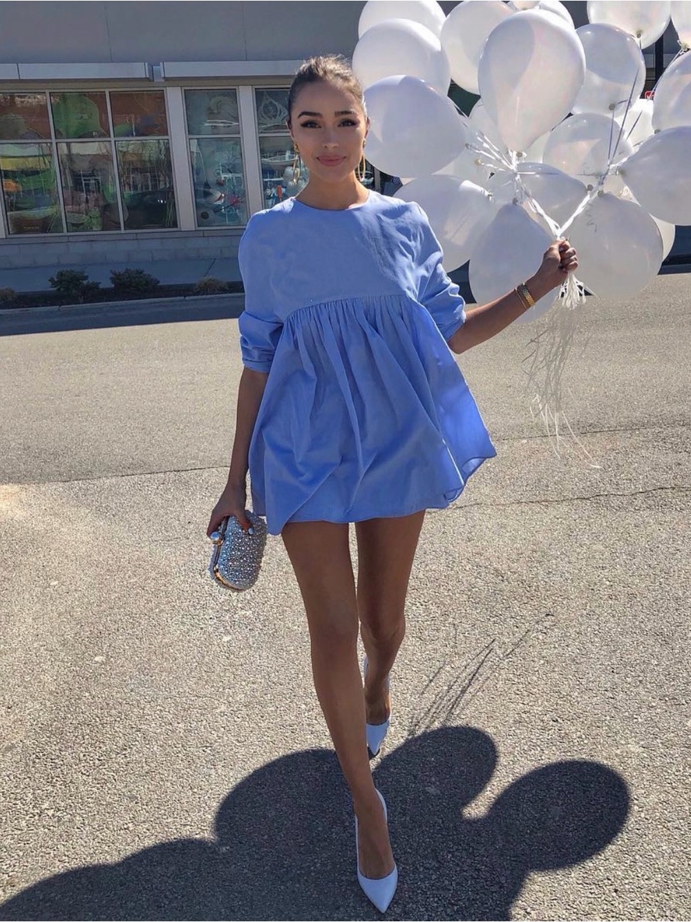 Zara Trafaluc Collection Light Blue Romper Dress – Women’s XS